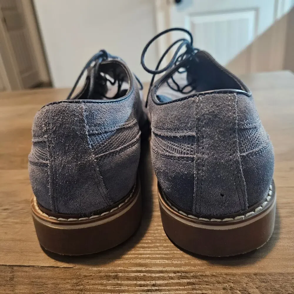 Saks Fifth Ave Gere Dress Shoes Men's Size 10.5 Blue Suede Wingtip Oxford